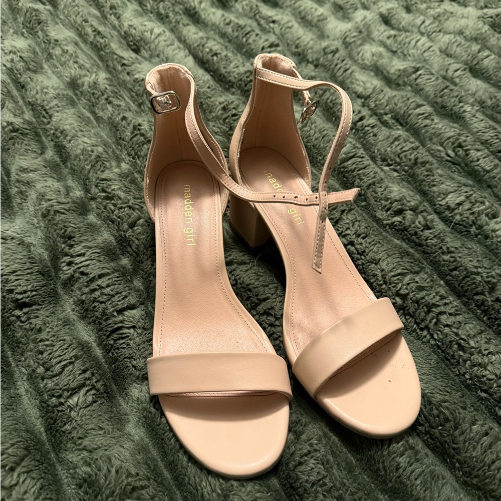 Madden Girl Nude Block Heel Sandals